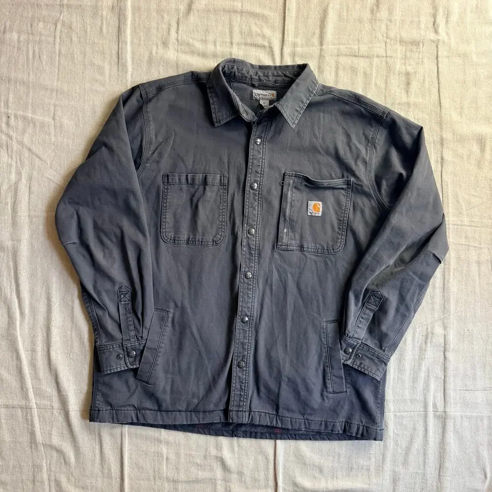 Carhartt Shacket Men's XL Rigby Shirt Jacket Blanket Lined Gray Fleece Rugged